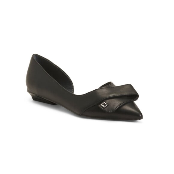 FRANCO SARTO Black Leather Elisha Dress Flats - Picture 1 of 2